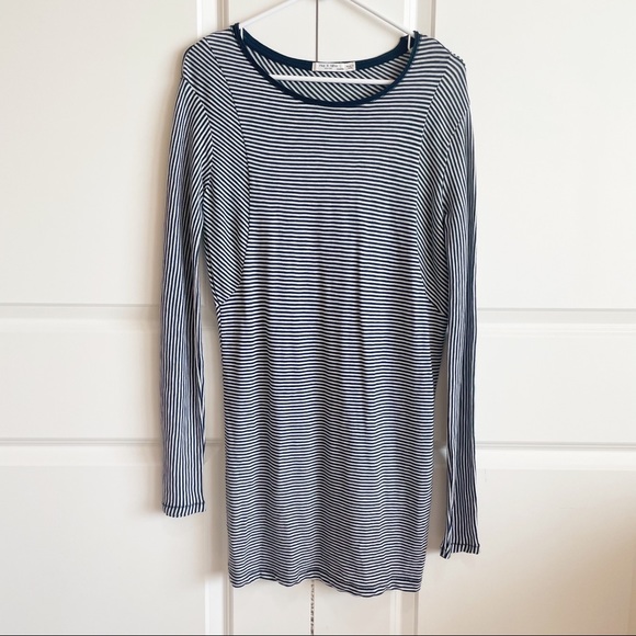 Rag & Bone Navy and White Striped Knit Long Sleeve Dress - Picture 5 of 14